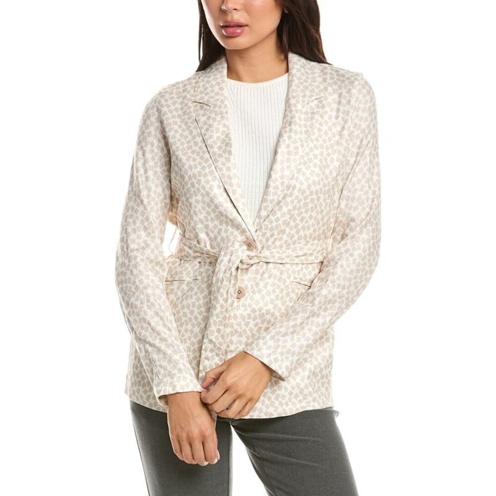 T Tahari Womens  Notch Collar Jacket, White